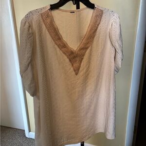Elegant Cream V-Neck Women's Top